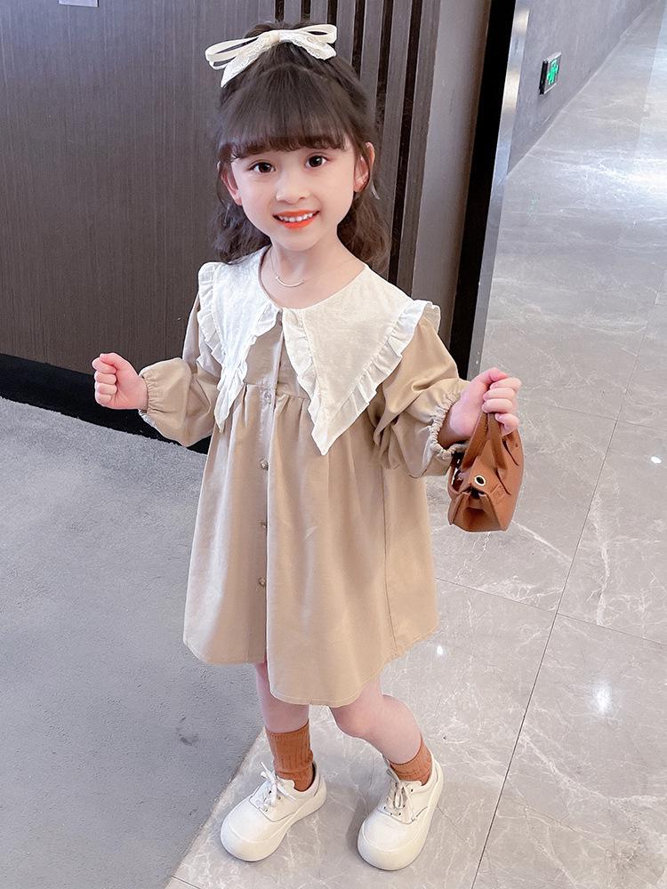 

Spring Collection: Girls Long-Sleeve Plaid Princess Dress in Cotton Linen. 100 cm