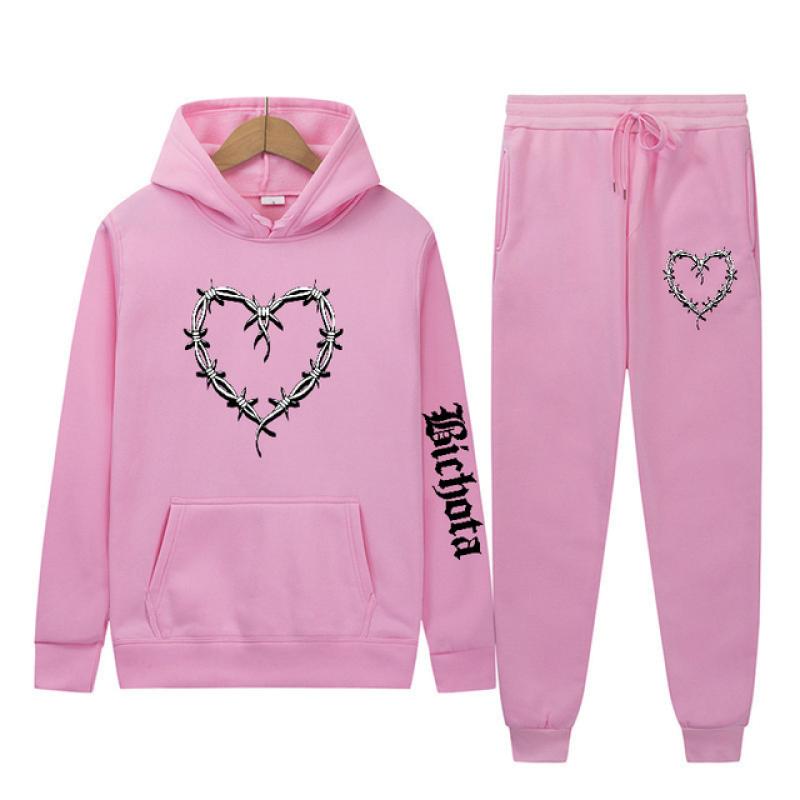 Rapper Karol G Bichota Hoodies + Hosen 2pc Set Männer Mode Langarm Sweatshirts Frauen Casual Harajuku Pullover Sportwear anzug