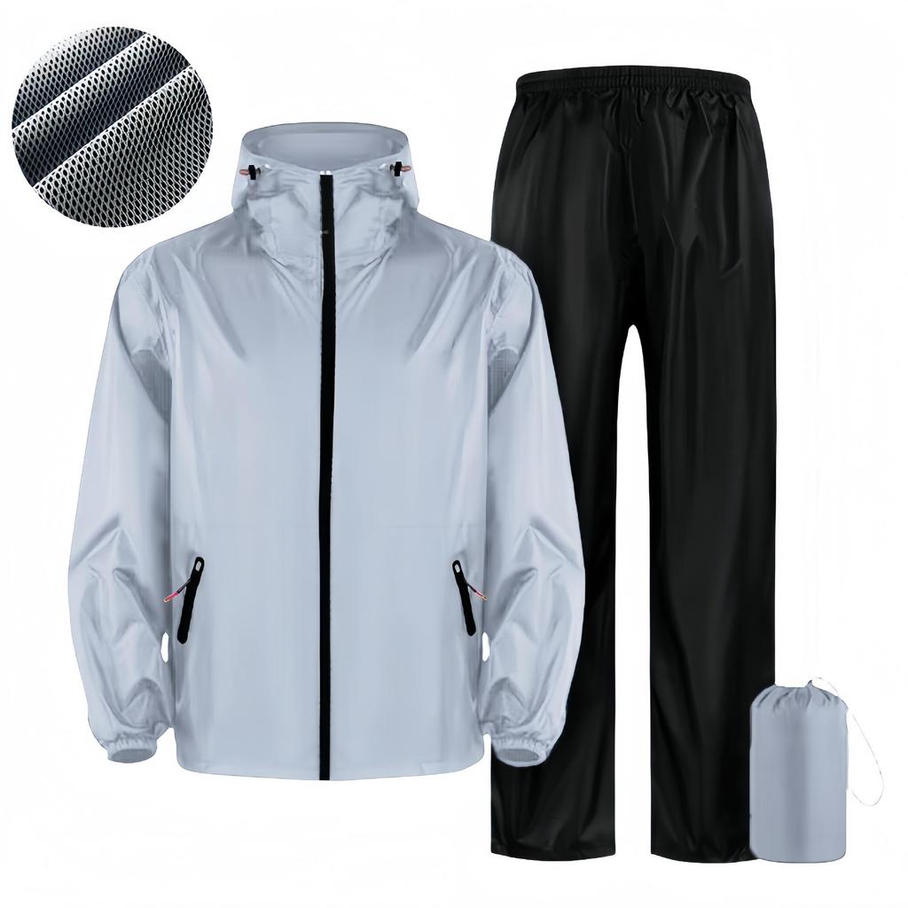 Lightweight Reflective Waterproof Raincoat Set for Riders