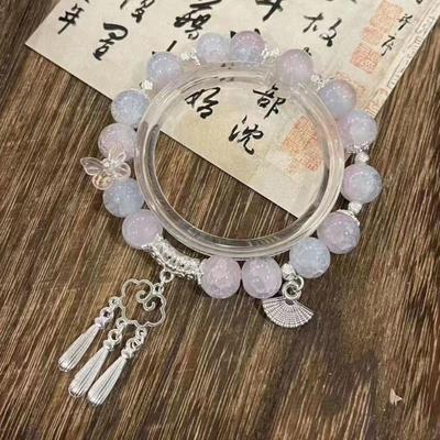 1 Stück Einfaches Grünes Popcorn Kristall Armband für Frauen Mädchen Ins Blume Fuchs Feder Quaste Armbänder Freundschaftsschmuck Geschenke
