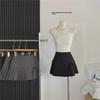 Gray High-Waist Pleated Lace A-Line Skirt - 2024 Design, Slim Fit, Short Length