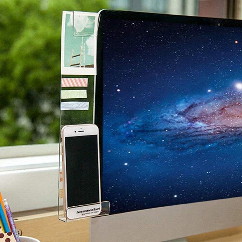Monitor Memo Board Acrylic Transparent Computer Monitor Side Panel Side Mount Clear Message Organizer Adhesive Desk Accessories
