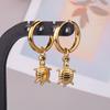 Gold Color Animal Pendant Earring Cute Sea Turtle Fish Tail Crab Stainless Steel Hoop Earrings for Women Men Accessories Jewelry