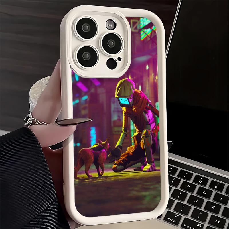 Handyhülle für iPhone 17 Air 16E 15 16 Pro Max Streunerkatze Spiel B-12 Hülle 14 Plus 13 12 Mini Weiche Schale Silikon Fundas