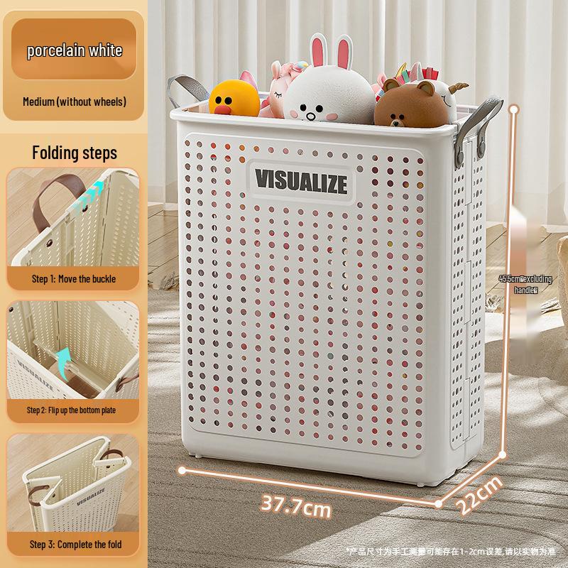 Foldable Large-Capacity Laundry Hamper with Wheels for Bathroom/Toilet