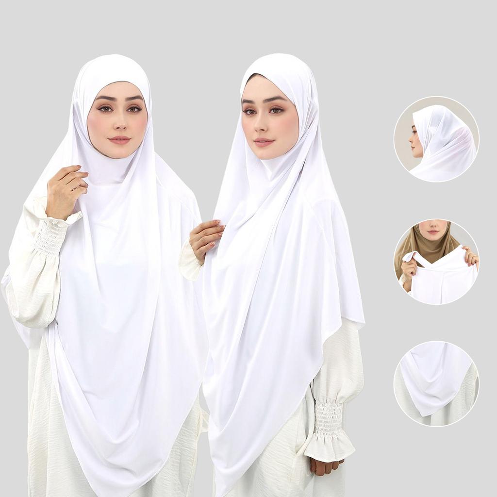 Large Soild Muslim Ethnic Instant Hijab For Women Stretchy Jersey Hijab Islamic Malaysia Ready To Wear Turban Khimar Headwraps