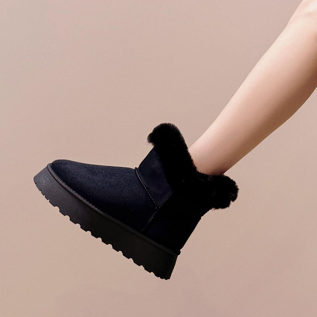 Women's lightweight comfortable cold warm padded snow boots non-slip wear-resistant outdoor casual sneakers mid-calf cotton boots