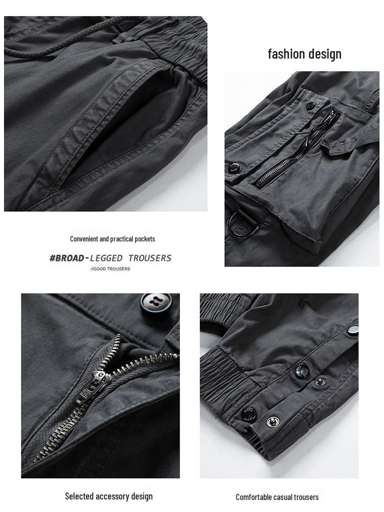 Pantalon Jogger Cargo Tendance Multipoches à Fermeture Éclair pour Homme