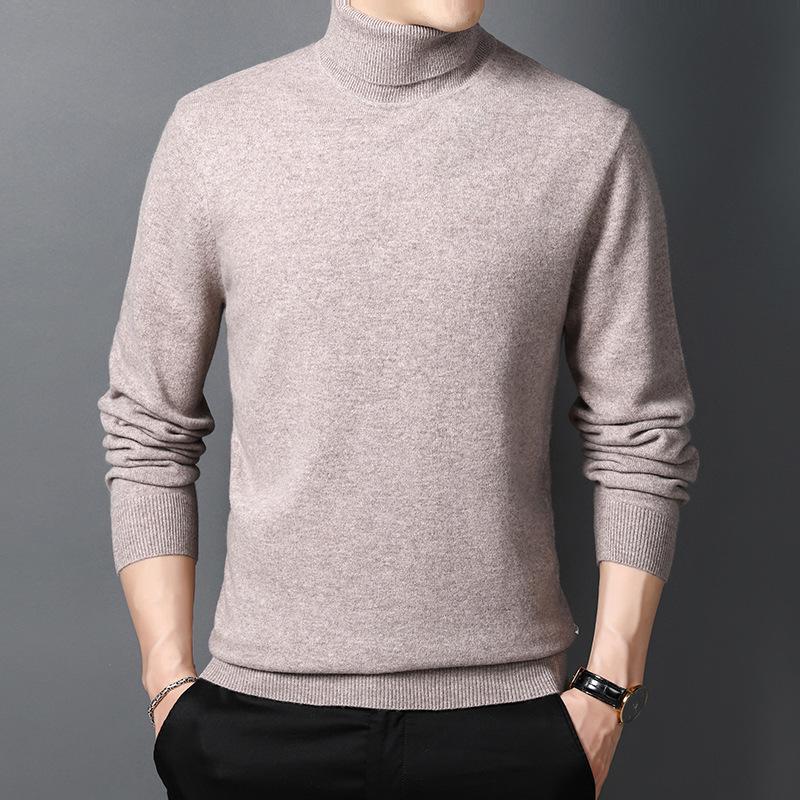 Men s High-Neck Pure Wool Long-Sleeve Fitted Sweater 175