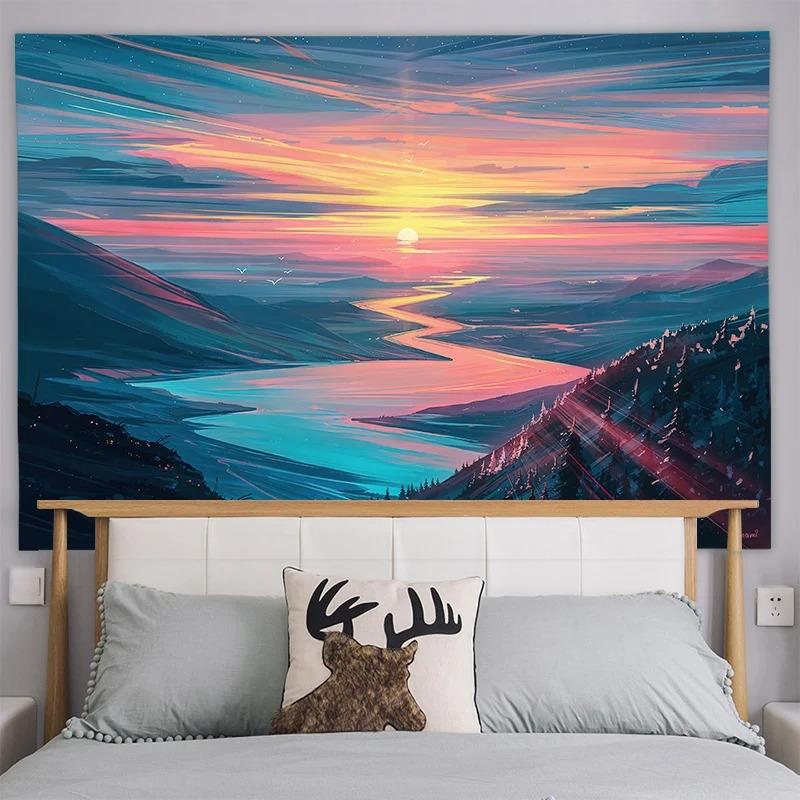 Sea View Mount Fuji Pattern Bedroom Living Room Tapestry Home Wall Decoration Tapestry