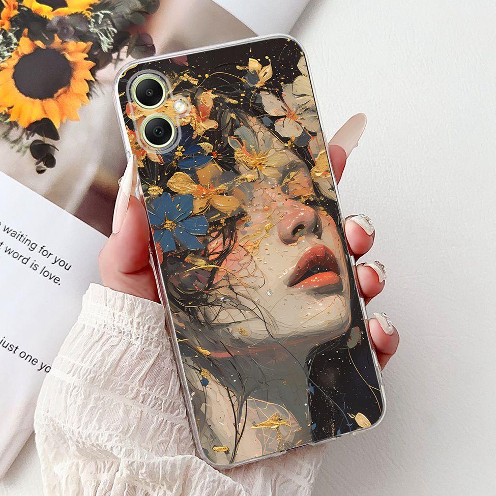 For Samsung A05 Case Clear Cute Cat Fashion Flowers Cool Painted Back Cover For Samsung Galaxy A05 Phone Case SM-A055F SM-A055M