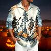 Men's Casual Long Sleeve Shirt with Halloween Print for Spring Fall