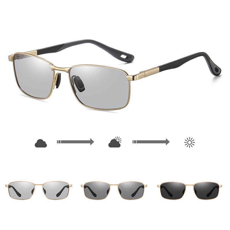 Photochromic Polarized Sunglasses for Men Women Fashion Metal Frame Driving Anti Glare UV400 Glasses GZW