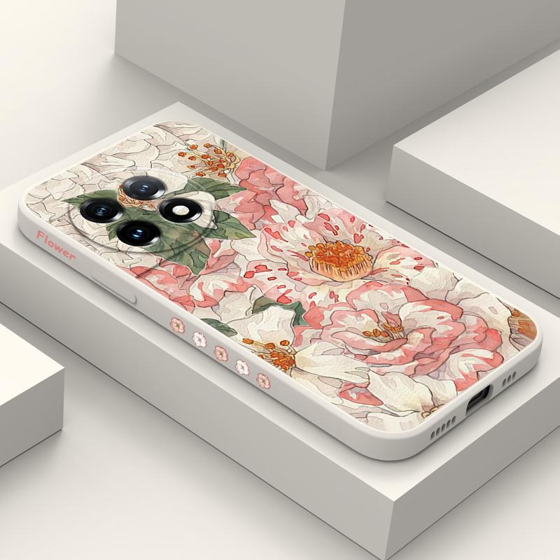 Gorgeous Flower Phone Case For Oneplus 12 12R 11 11R 10 10R 10T 9R 9RT 9 8T 8 7 7T Pro 5G Liquid Silicone Cover