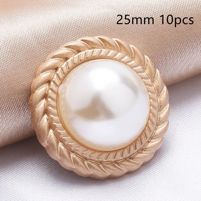 10Pcs 18/20/25Mm Flower Pearl Rhinestones Plastic Shank Buttons For Women Garment Jacket Sweater Handmade Sewing Accessories