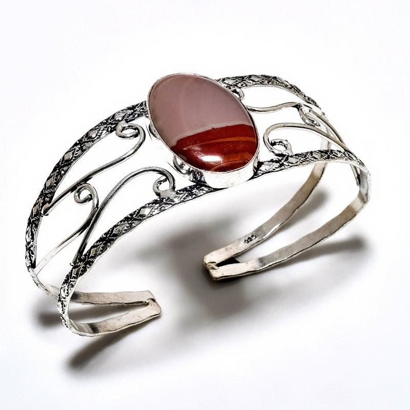 

Noreena Jasper Gemstone 925 Посеребренный браслет-манжета ручной работы