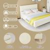 Modern bed, comfortable and soft headboard, 160*200CM, beige, multifunctional bedroom furniture, box bed frame does not include gas rod or mattress.