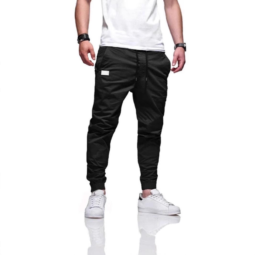 UrbanEdge Heren Slim-Fit Effen Kleur Werkbroek met Manchetten - 2024 Casual Collectie XL zwart