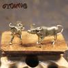 Solid Pure Copper Bull Miniatures Figurines Small Ornament Desktop Decoration Crafts Accessories Brass Animal Ox Toy Home Decors