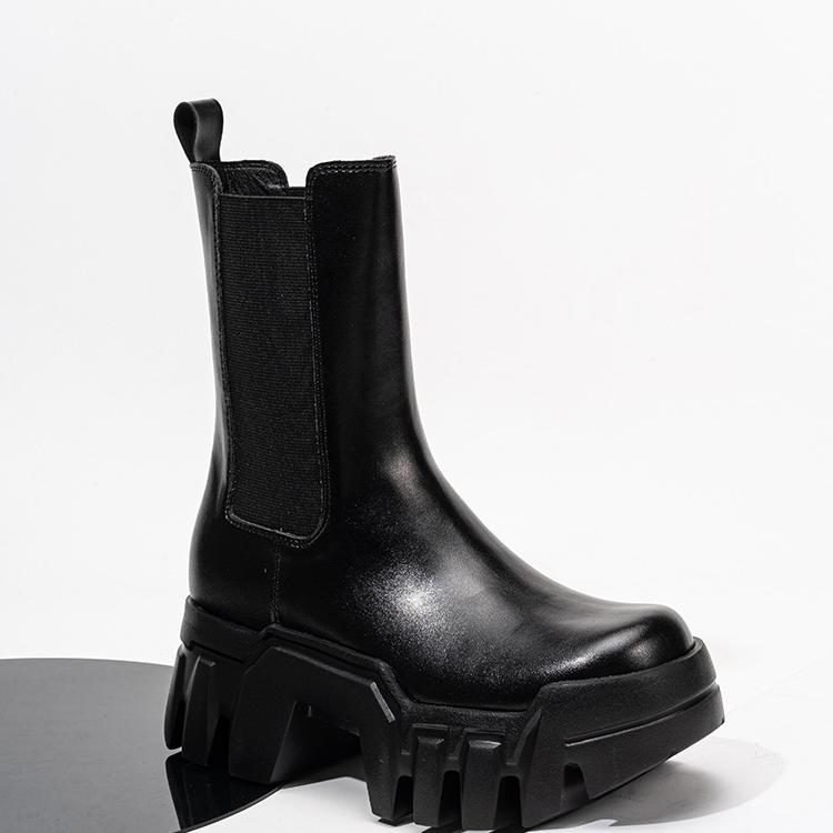 Trendy Chelsea Men's Boots High Top Male Punk Sle Leather Boots Man 8cm Heightened Digger Boots for Men