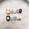 Hand-Painted Press-On Nails Short Square Cat Eye Design Cute Kawaii Style Wearable Nail Tips Women