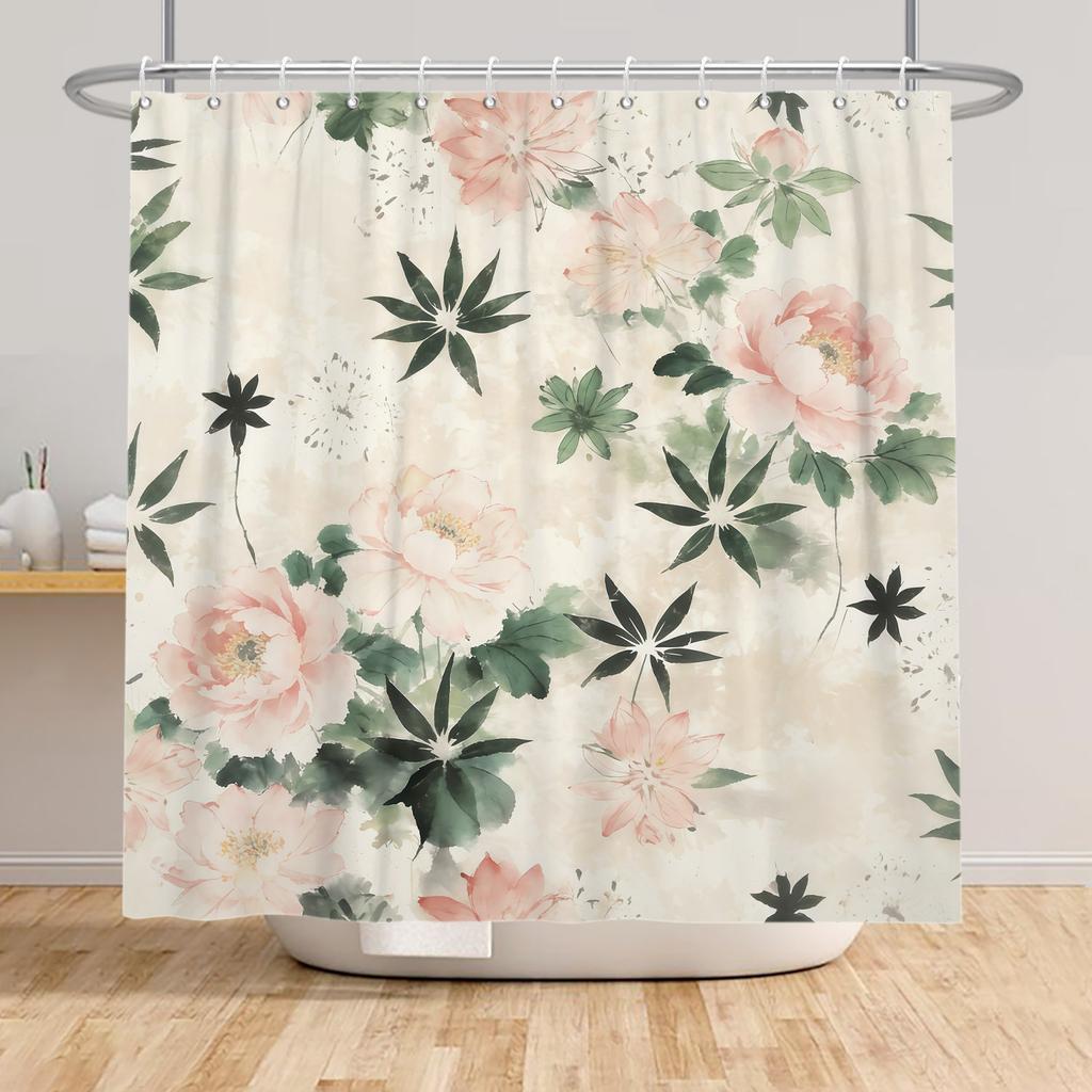 Yellow Sunflower Shower Curtain Spring Floral Bathroom Decor Hanging Curtains Fresh Floral Plant Patterns Waterproof Curtain