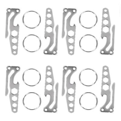 Stainless Steel Pocket Key Clip Bottle Opener Hex Wrench Multifunctional Tool for Outdoors