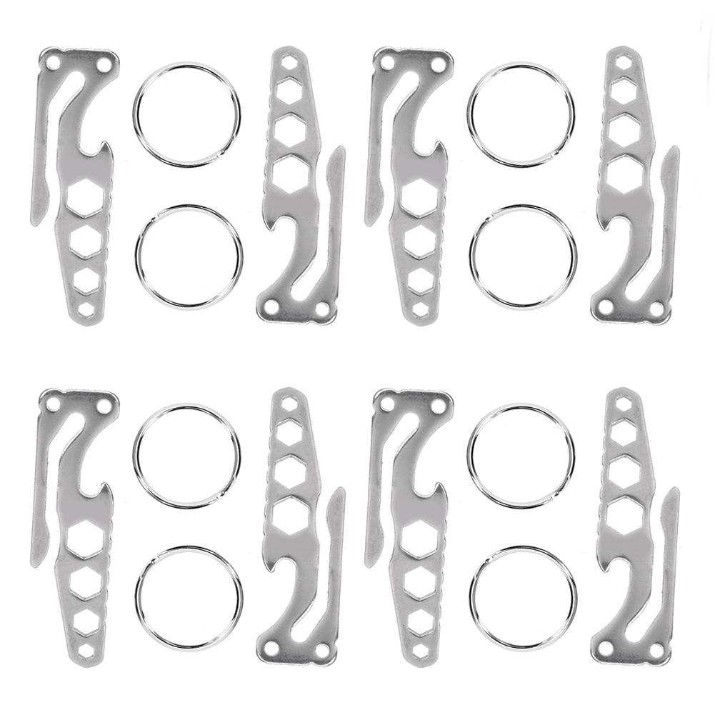 Stainless Steel Pocket Key Clip Bottle Opener Hex Wrench Multifunctional Tool for Outdoors