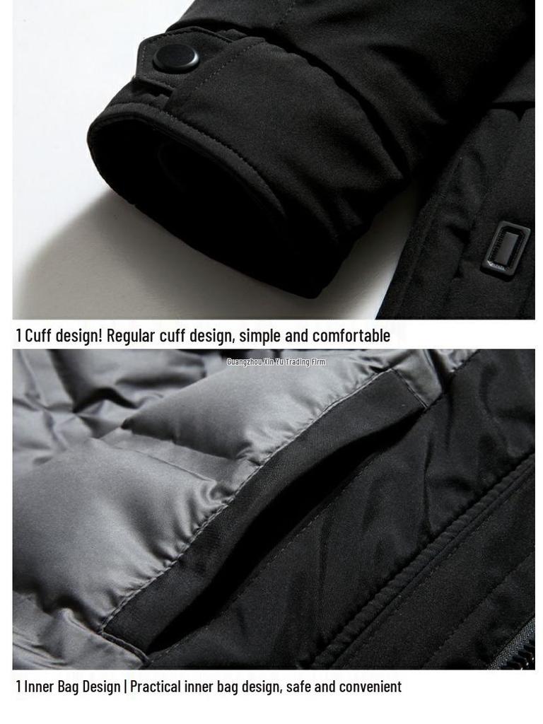 2025 Men's Mid-Length Winter Parka: Warm Down Jacket with Detachable Liner for Middle-Aged and Elderly Dads