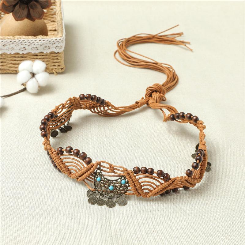 Ethnic Style Skirt, Boho Retro Braided Wax Rope DIY Women's Hanfu Belt