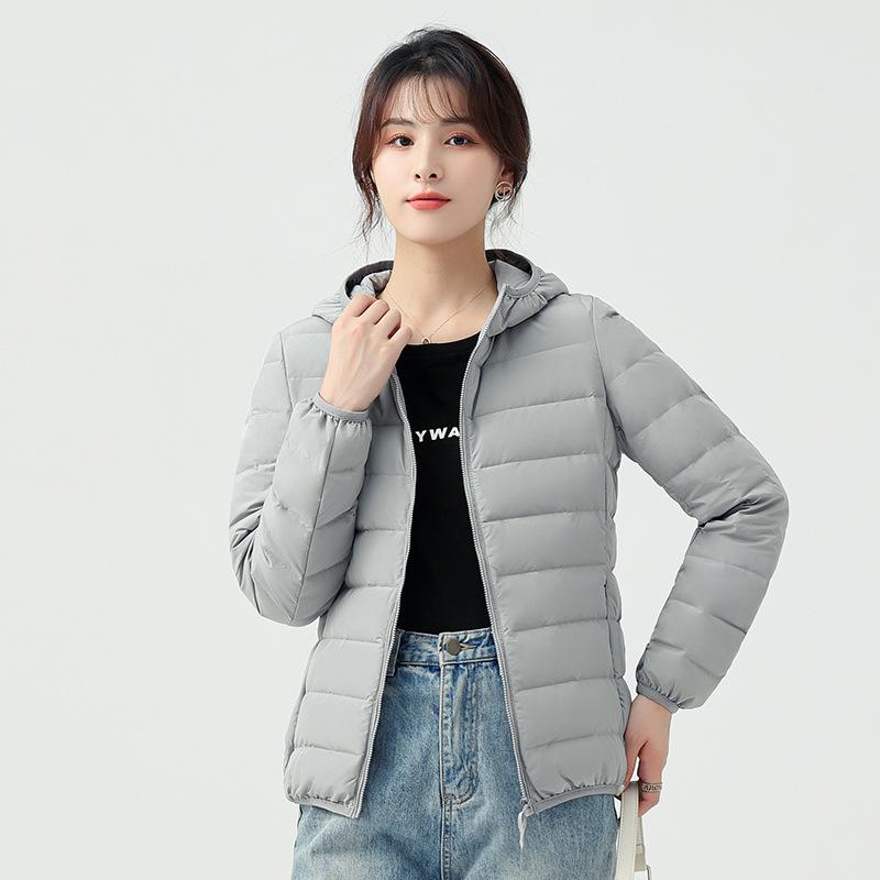 Can open two light down jackets for men and women couples 90 white duck down seamless short fashion lightweight hooded jacket men