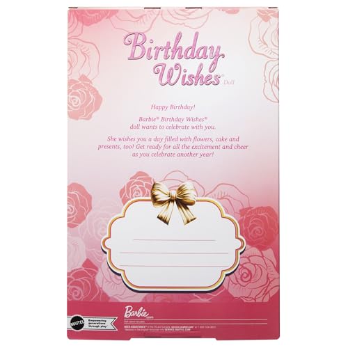 Barbie Birthday Wishes Signature Dress-Up Doll & House for Ages 6 and Up, Pink, JBJ07