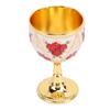 Coppa Calice da Vino in Lega 30ml Stile Europeo High End Uso Domestico Metallo Vintage Motivo a Rose Tutto Bianco