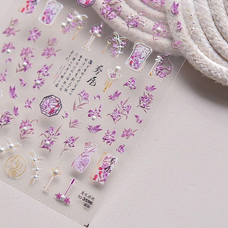 

Purple Iris Tectorum Nail Art Sticker Tomoni Bronzing Bright Crystal Crystal Diamond Iris cheongsam 3596