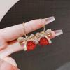 Fashion Temperament Sweet Flower Stud Earrings Women's Red Bow Flower Earrings Versatile Exquisite Daily Atmosphere Earrings