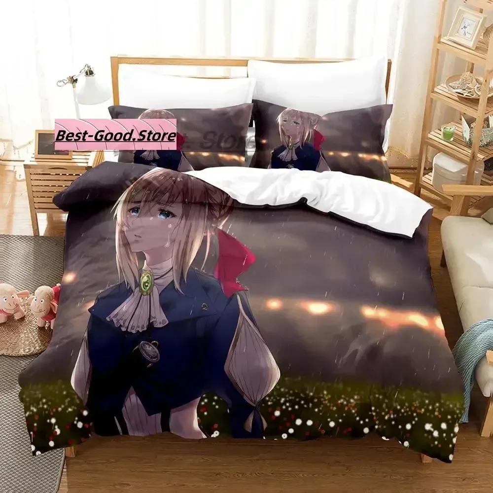 Violet Evergarden Bedding Set Single Twin Printed Bed Set With Pillowcase Duvet Cover Soft Single Double Queen Super King Size