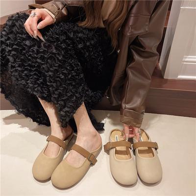 Baotou Half Slippers Women's Outer Wear 2025 Spring and Summer New French Soft-soled Pregnant Women with One Foot Pedal Flat-bottomed Muller Cool Sli