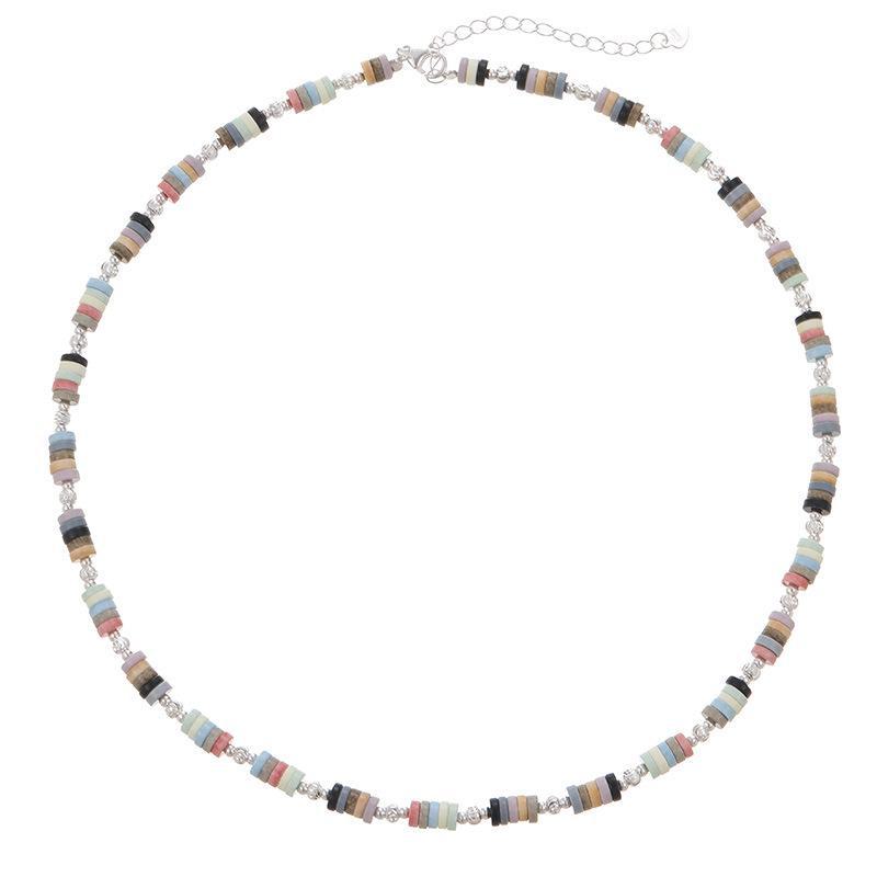 Stříbrný náhrdelník Banyan Tree S925 s korejskými korálky pro ženy - Trendy barevný vrstvený řetízek na klíční kost