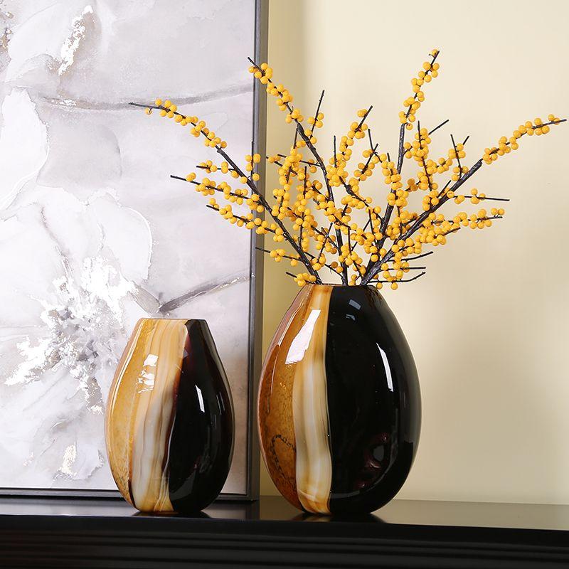 Modern simple glass color matching vase light luxury art decoration living room can be decorated with hydroponic flower device