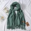 Mary 300g imitation cashmere tassel scarf women's winter solid color thickened warm shawl Japanese scarf