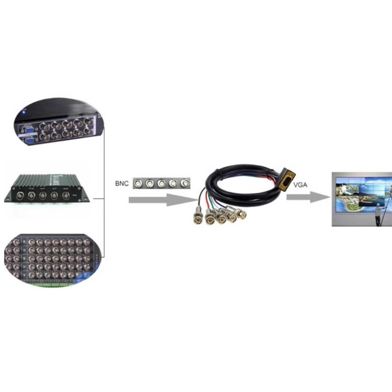 VGA To 5 BNC RGBHV Cable Male Connectors COnnection Cord High Resolution For Digital Screens And Monitors