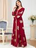 3203 Middle Eastern Women's Abaya with Hot Stamping - Four Seasons Fashion Dress