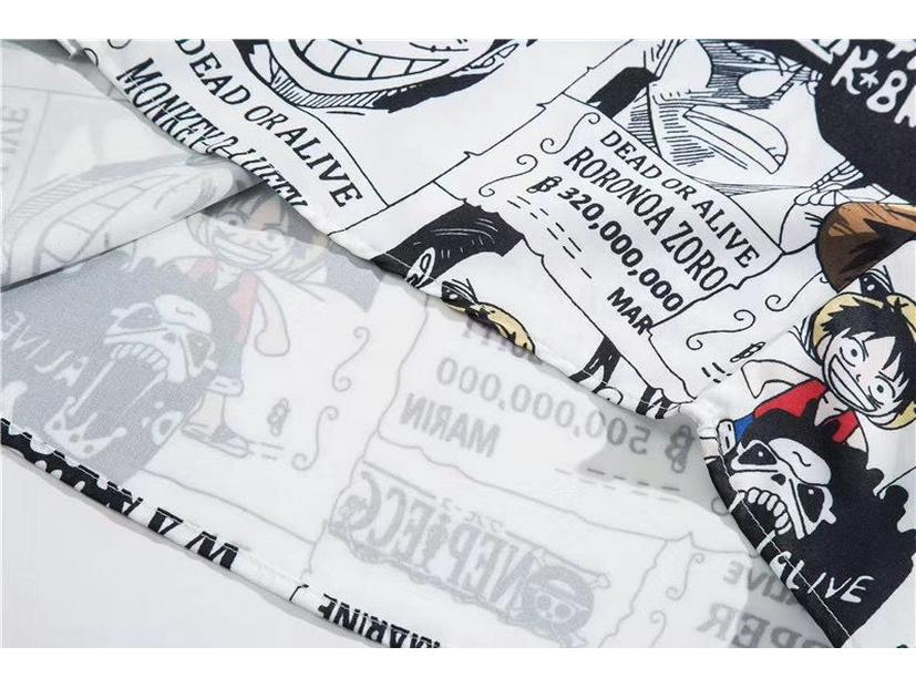 Handsome Pirate King Luffy Graffiti Short Sleeve Men's Trendy Loose Summer Shirt