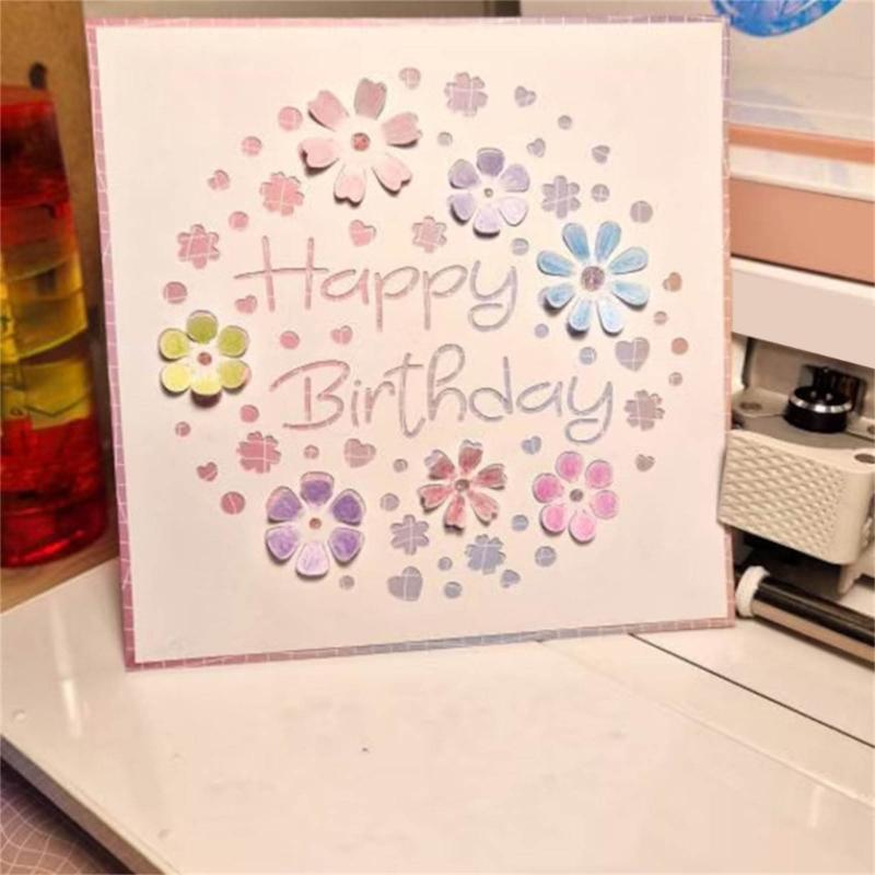 Birthday Flower Metal Die Cuts Carbon Steel Cutting Dies Embossing Stencils for Card Journal Scrapbooking Decorations