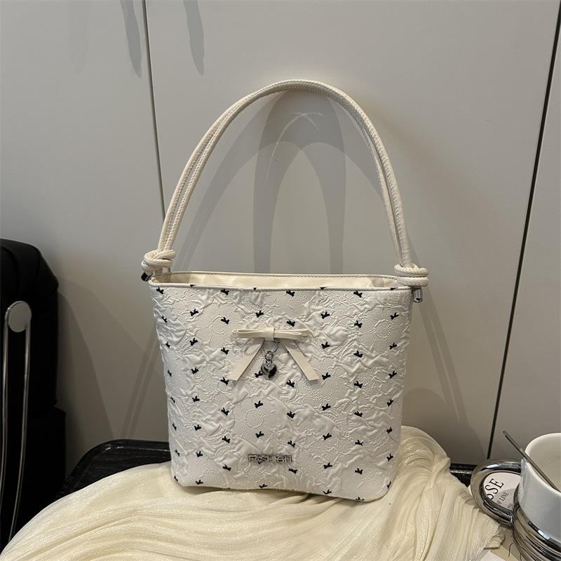 Niche Bow Bucket Bag Women's New Trendy Shoulder Bag Sweet Versatile Fashion Bucket Bag