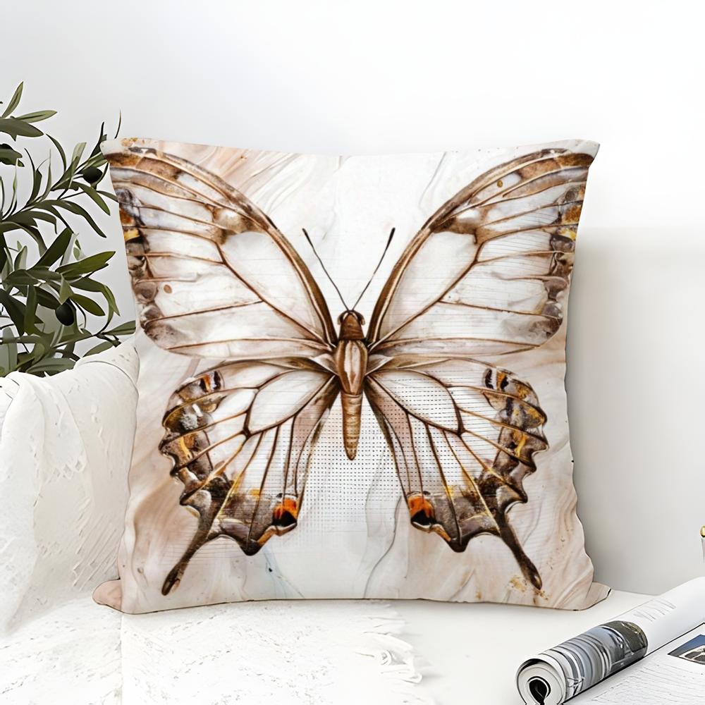 Colorful And Beautiful Butterfly Pillow Case Linen Pillow Case Sofa Home Decor Cushion Cover Cushion Cove