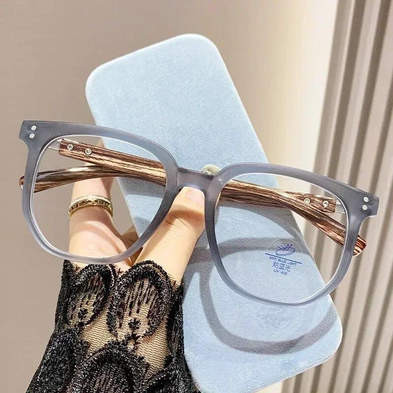 Vintage Quadratische Lesebrille Frauen Holzbeine Weitsichtige Brille Unisex Plus Dioptrien Korrekturbrille 0 +1,0 bis +4,0