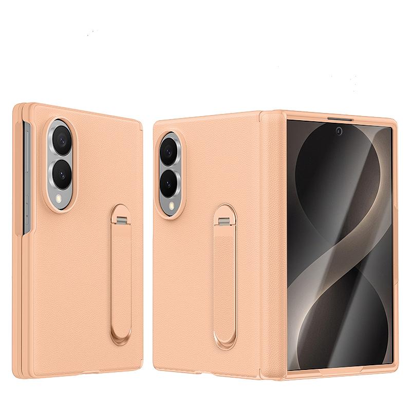 360 Metallhalter Lederhülle für Samsung Galaxy Z Fold 8 Wide 5G Displayschutzfolie Magnetische Scharnier Schutzabdeckung