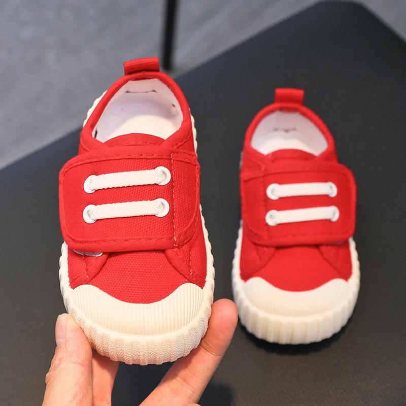 Kids Red Velcro Strap Canvas Casual Shoes 21