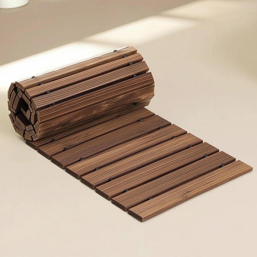 Roll-up Wooden Walkway Rustic Roll-out Garden Mat Outdoor for Lawn